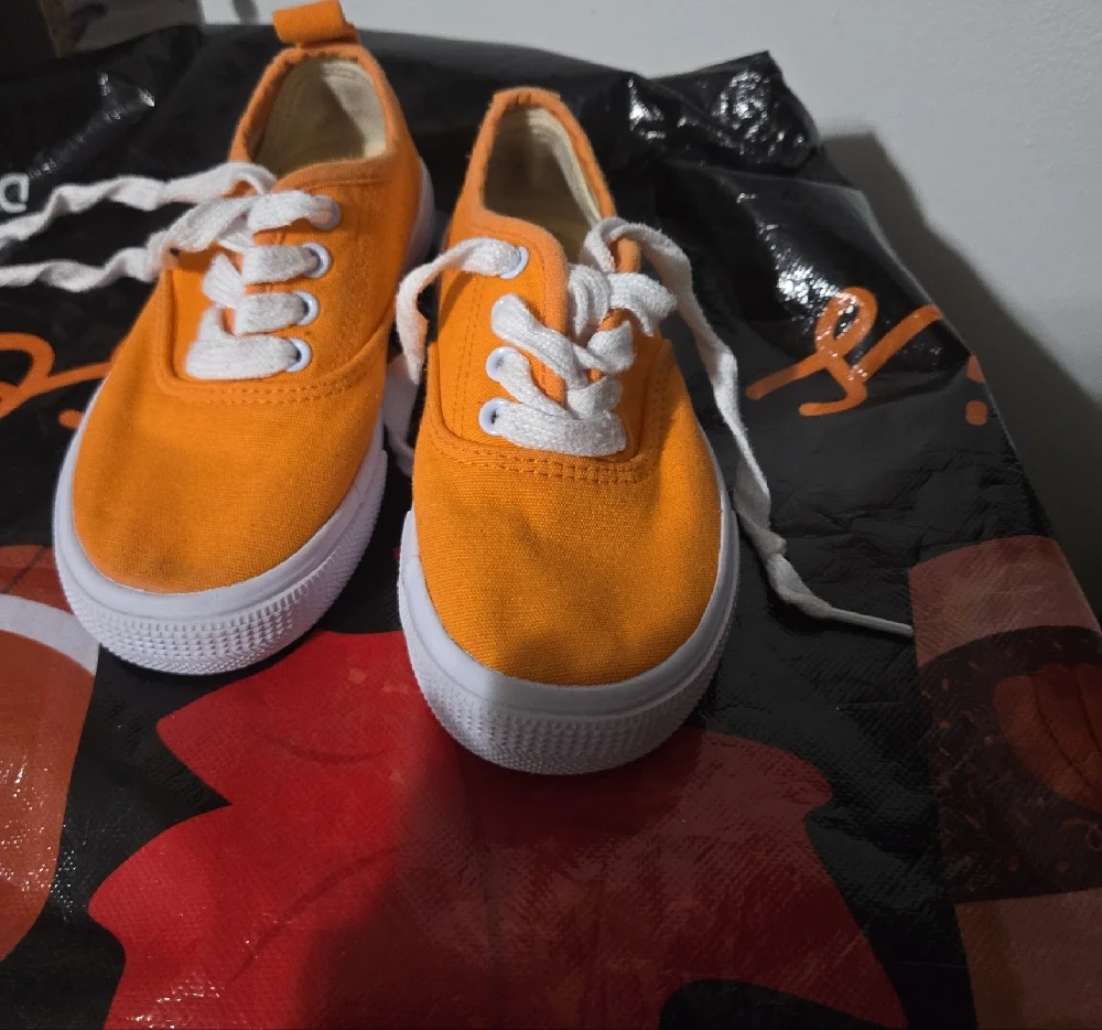 Kids Orange Canvas Sneakers with White Laces